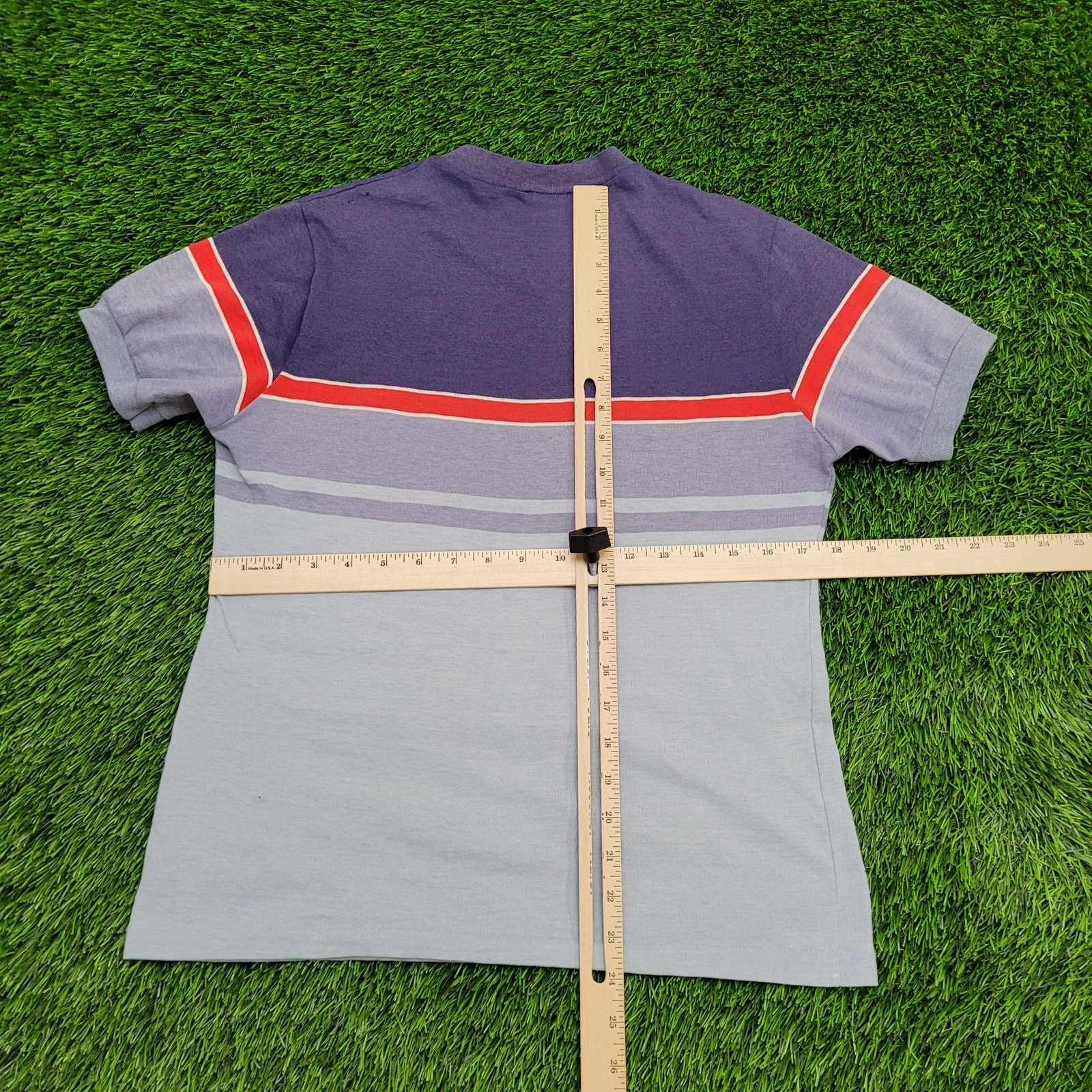 Vintage 80s MOD Shirt S/M 18×24 Colorblock Cropped USA