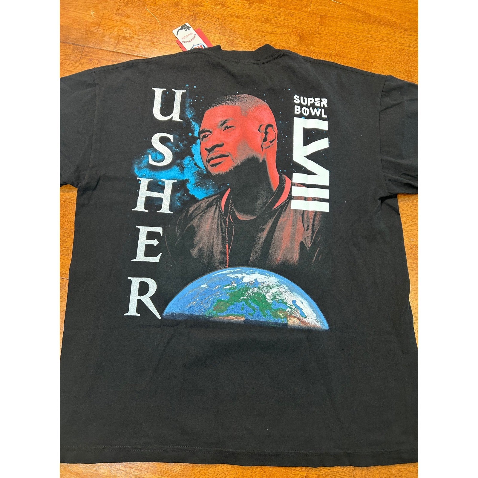 New Mitchell & Ness Usher Super Bowl LVIII TShirt Mens Large Black Halftime Show