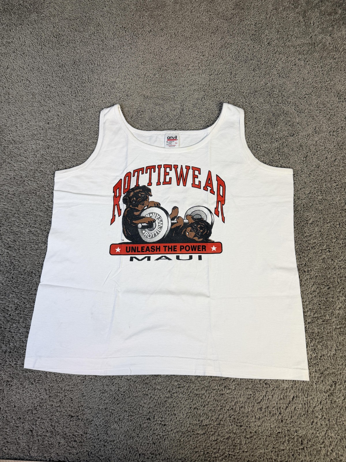 VTG 90s Rottiewear Shirt Mens L Tank Maui Rottweiler Muscle Body Building Gym