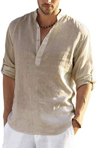 Men’s Shirt Long Sleeve Size 4X-Large Relaxed Fit COOFANDY Mens Cotton Linen