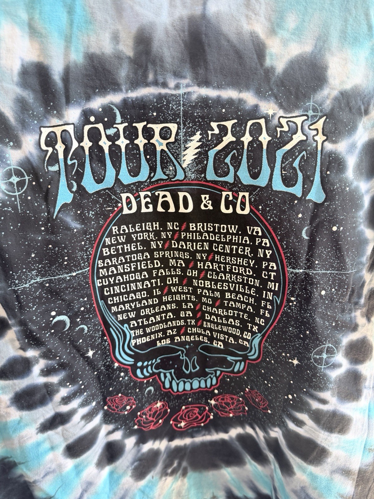 Grateful Dead & Company Liquid Blue 2021 Tour T Shirt Size XL Blue Black Tie Dye