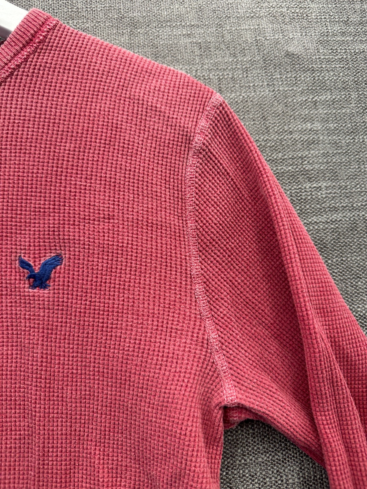 Vintage American Eagle Outfitters Shirt Mens Medium Pink Cotton Waffle Knit