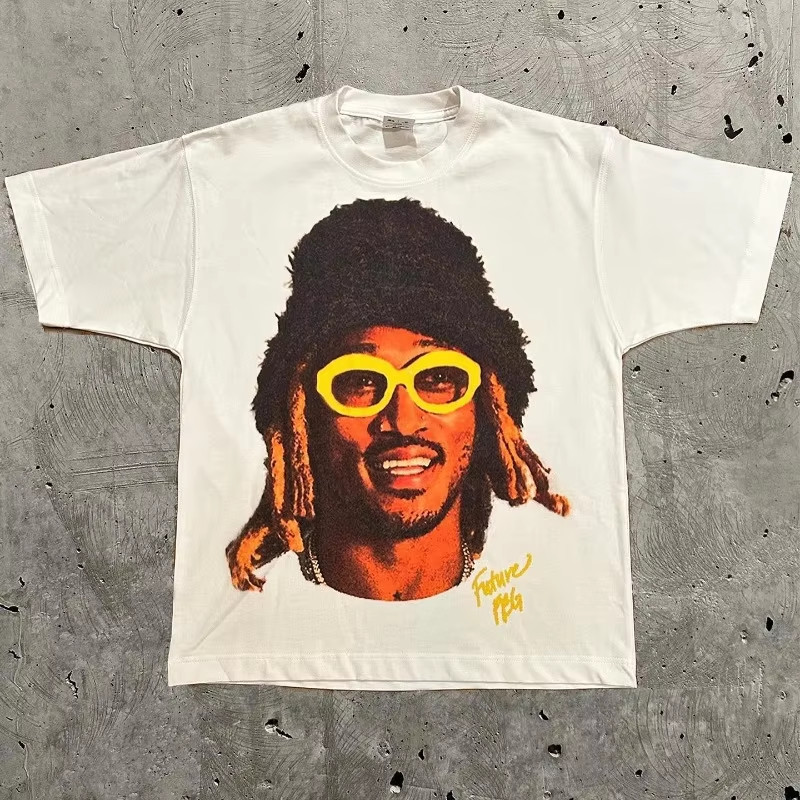 Y2K Europe and the United States New Summer Men T-Shirt Portrait Printed Harajuk