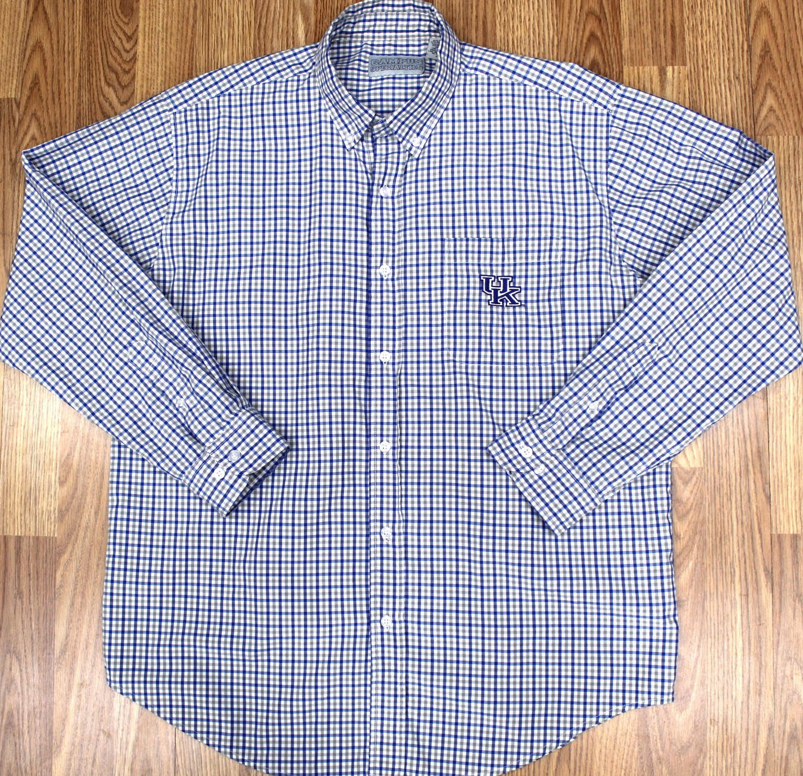 KENTUCKY WILDCATS SHIRT COTTON GINGHAM PLAID Sz LARGE, L