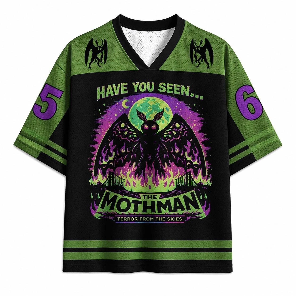 Mothman Monster Football T-Shirt Polyester Jersey Breathable Quick Dry