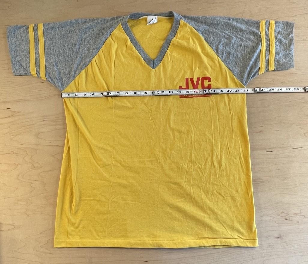 VTG Mid-80s JVC Video/Audio Tape Raglan Short Sleeve Baseball Tee Size 2 XL HTF