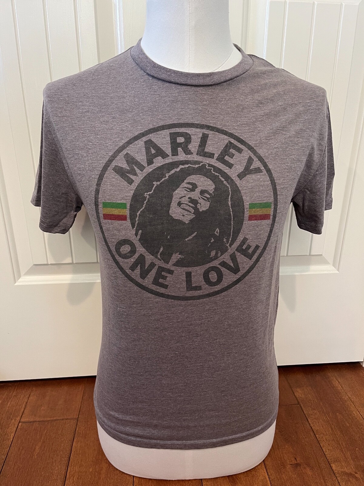 Bob Marley One Love T Shirt (Officially Licensed) Gray Adult Small
