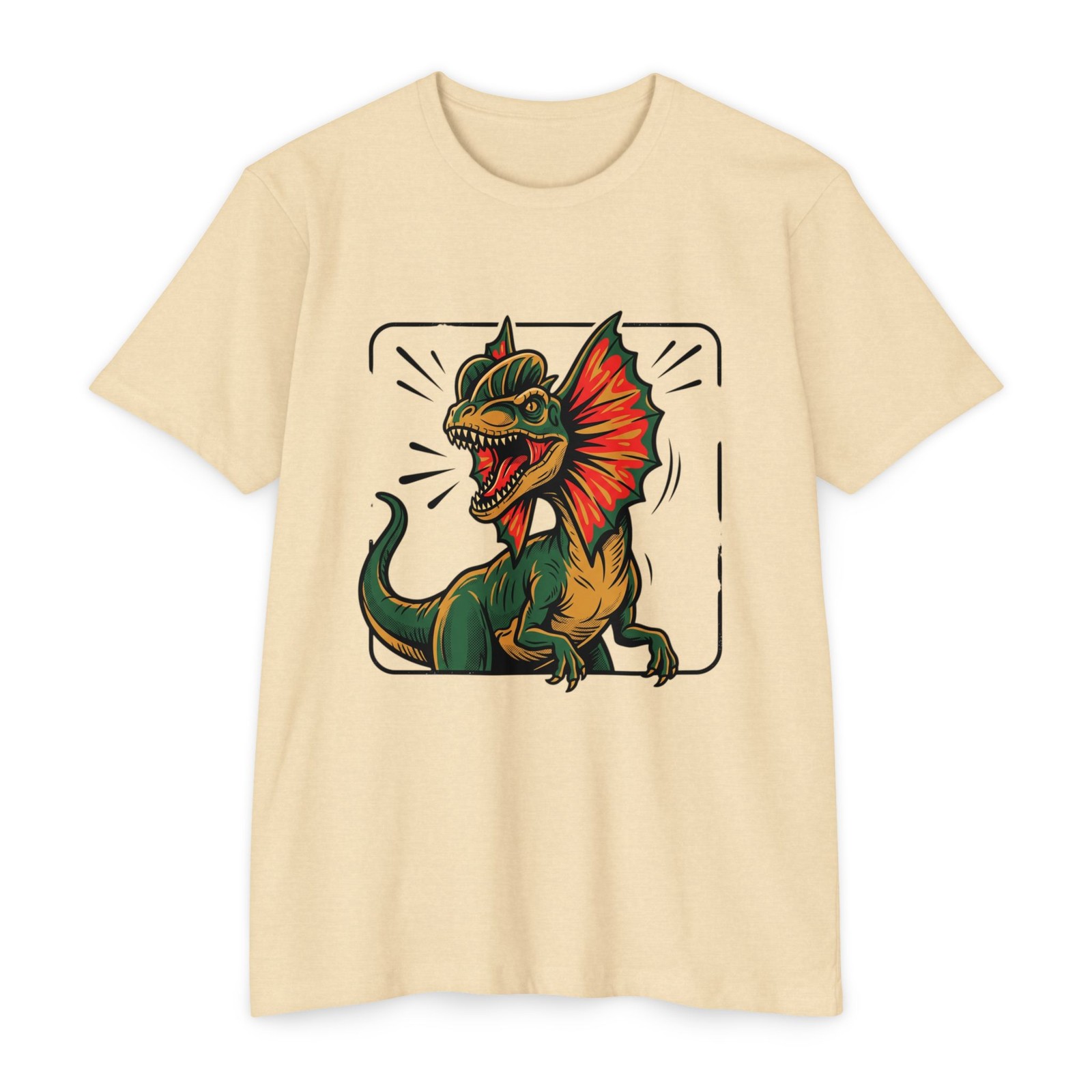 Colorful Frilled Lizard Illustration T-Shirt | Retro Dino Graphic