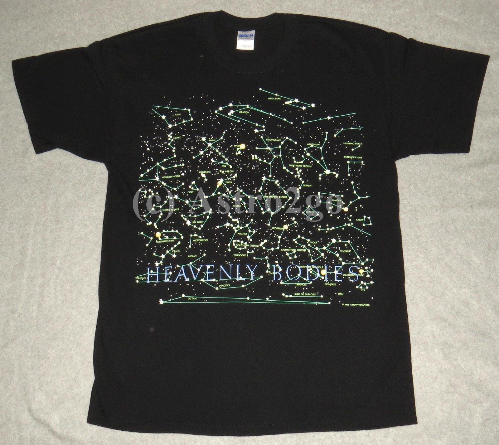 HEAVENLY BODIES-Stars Constellations Space Science Astronomy 2-sided Glow Tshirt