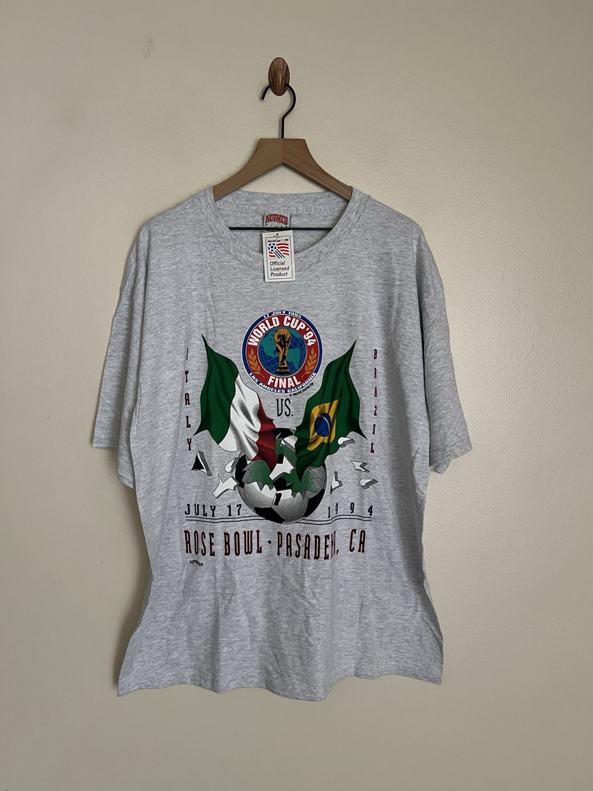 Vintage 1994 World Cup USA Mexico Vs Brazil Finals T-Shirt Rare 2XL Nutmeg NWT