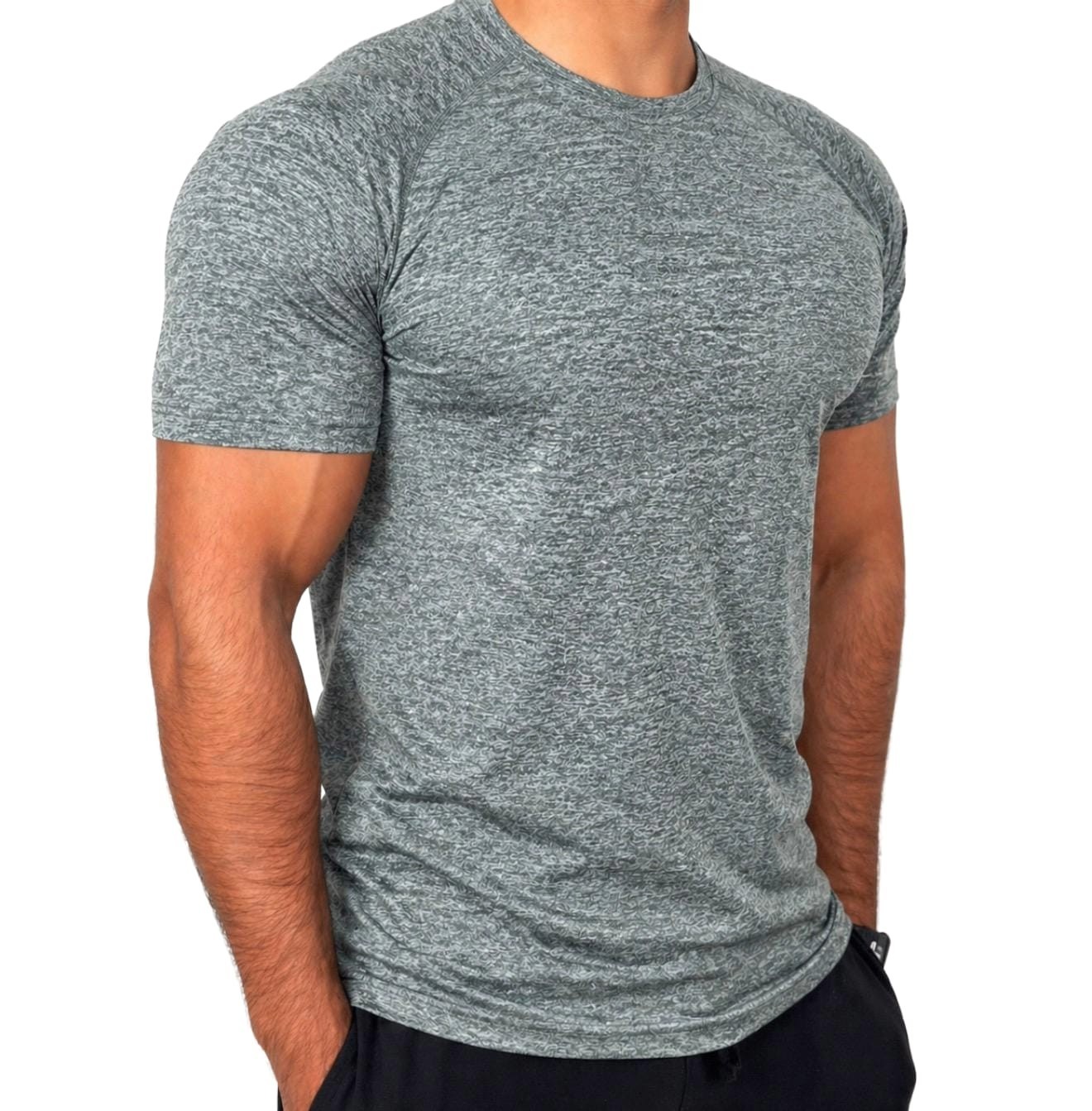 Men’s T-Shirt Activewear Sports Marl Short Sleeve Polyester Gym Fitness Top UK