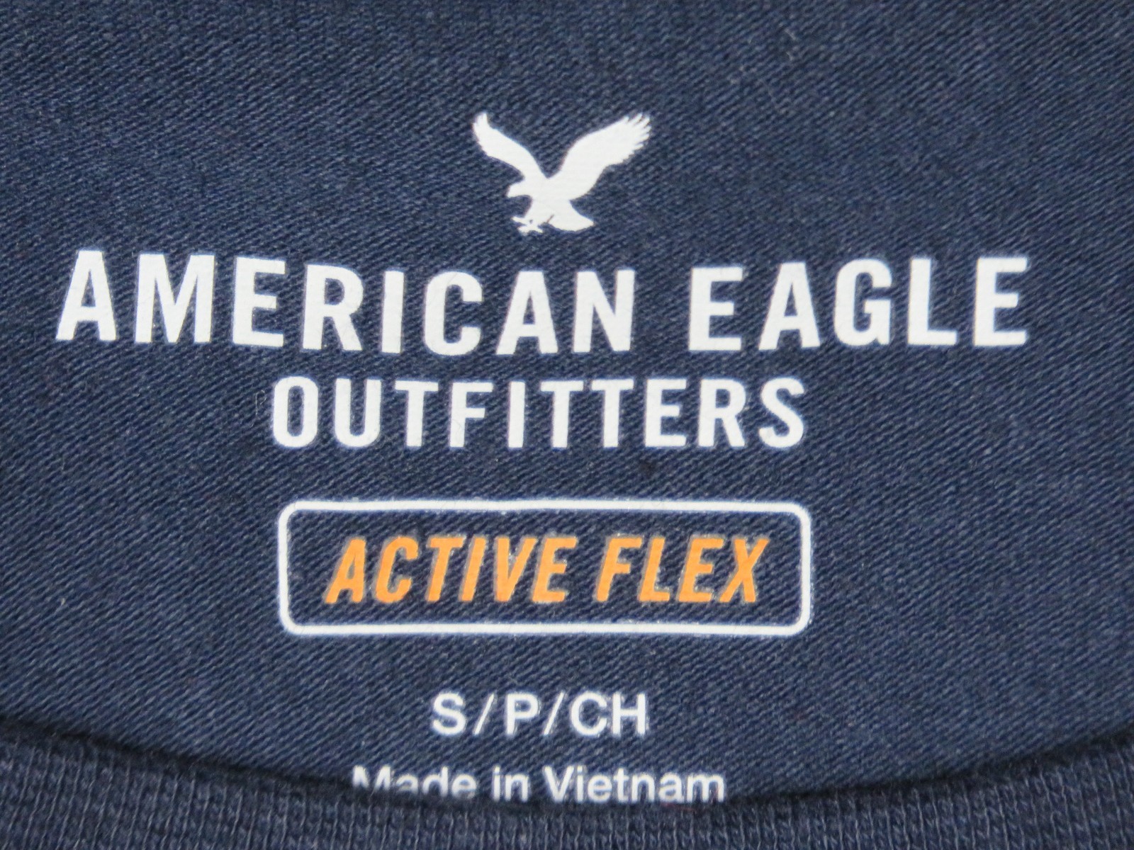 AMERICAN EAGLE MEN S NAVY BLUE LS TEE ACTIVE FLEX STRETCH STITCHED FELT LOGO NEW