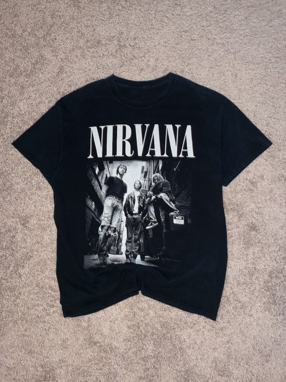Y2K Nirvana Band T-shirt Ripped delta blue tag boxy medium fit