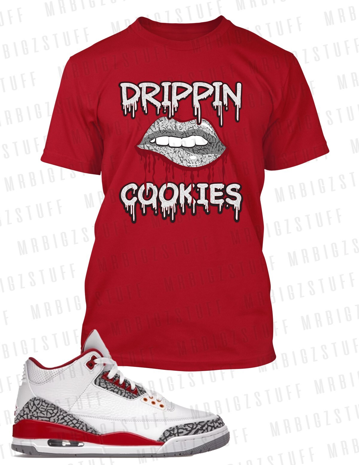 Mens 8XL Greystone Dripping Cookie Lips J3 Cardinal Shoe Sneaker Tee Shirt