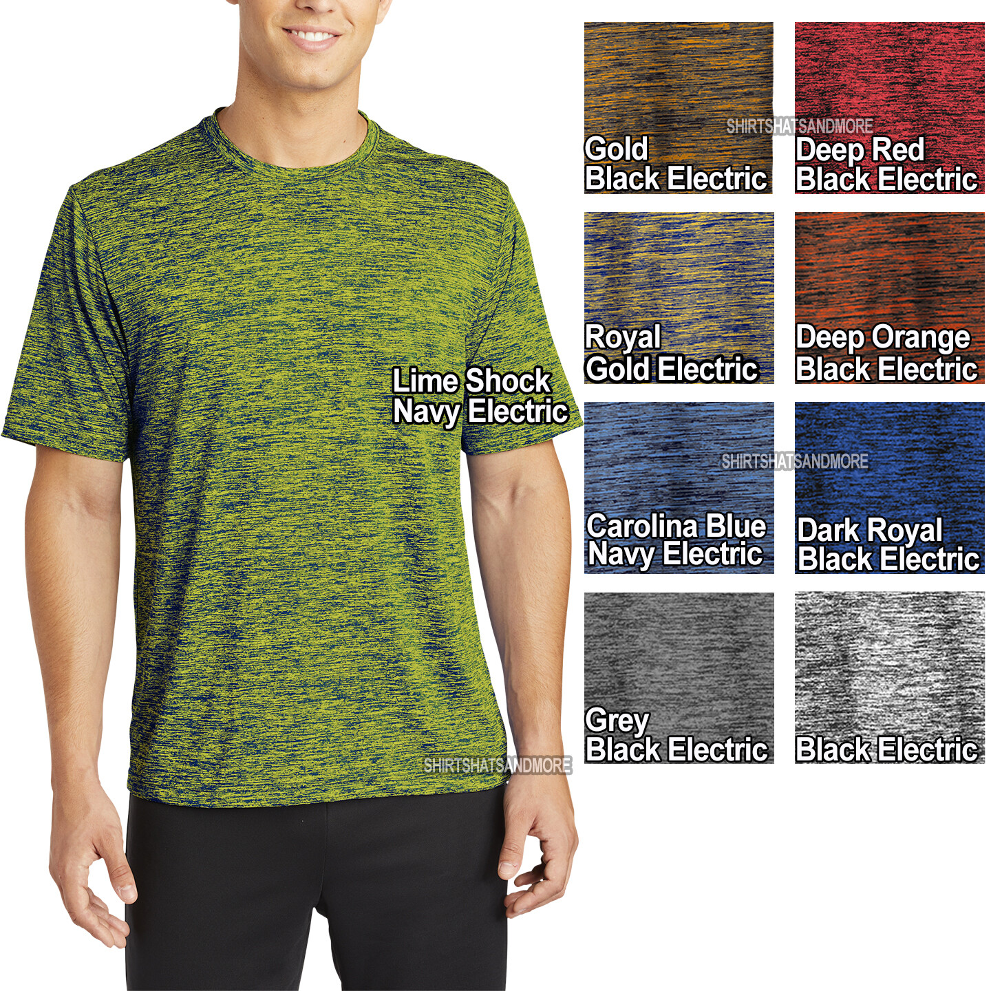 Mens Heather Moisture Wicking T-Shirt Fit Workout Exercise XS-XL 2XL 3XL 4XL NEW