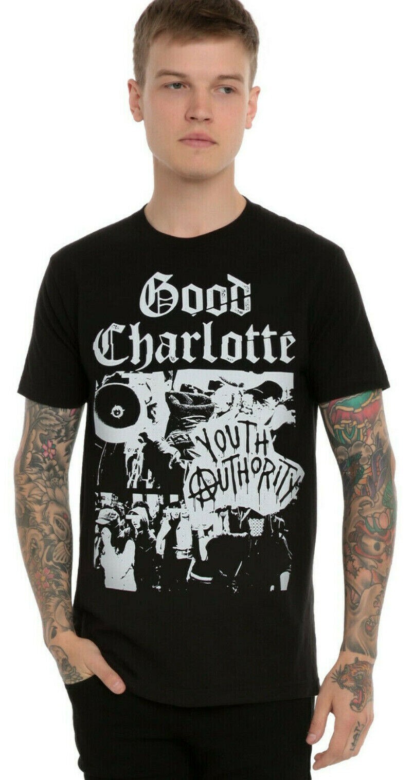 Good Charlotte Mens Youth Authority Riot Black Shirt NWT XS, S, L