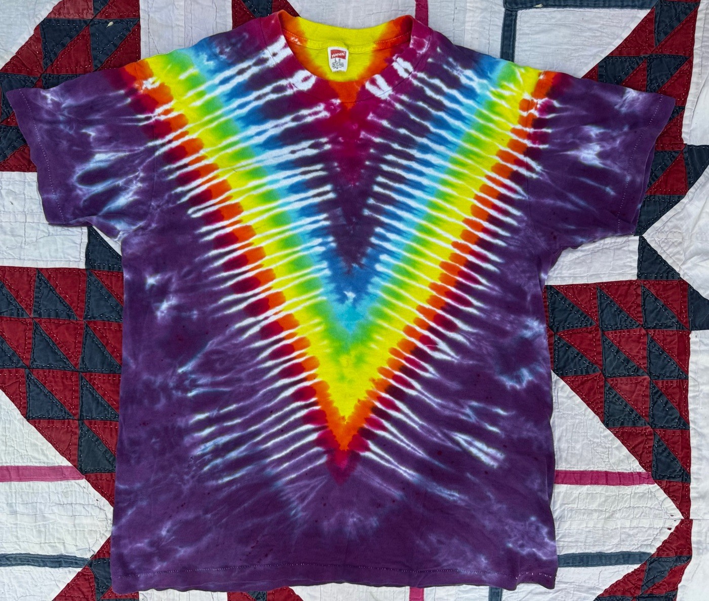 Vintage Tie Dye T Shirt Hanes 70s 80s Hippie Medium Single Stitch Super V 20×26″