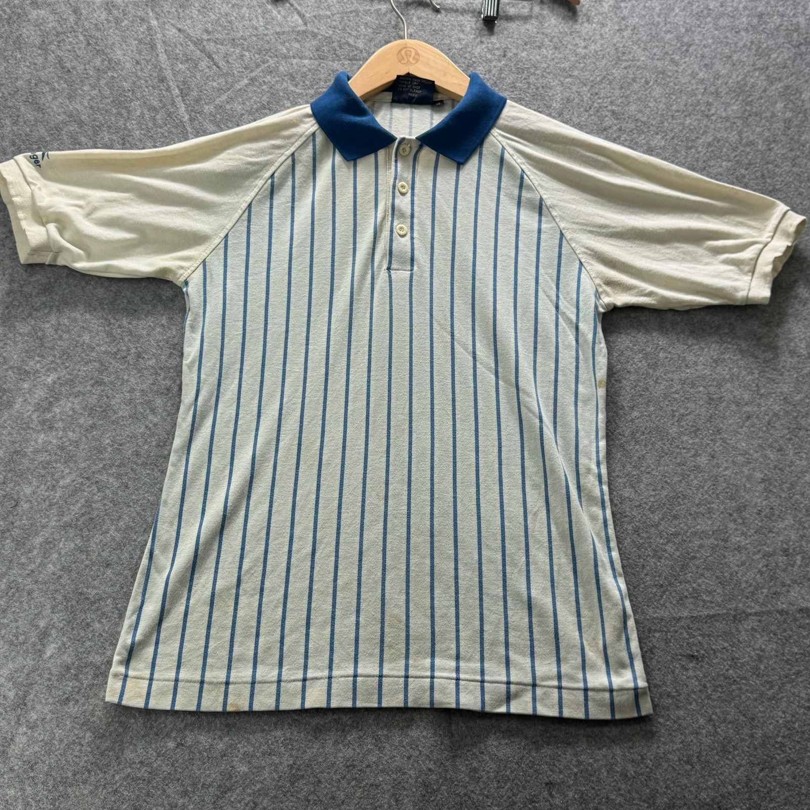 Slazenger Shirt Mens M White Striped Collared Polo Short Sleeve Logo Cotton y2k