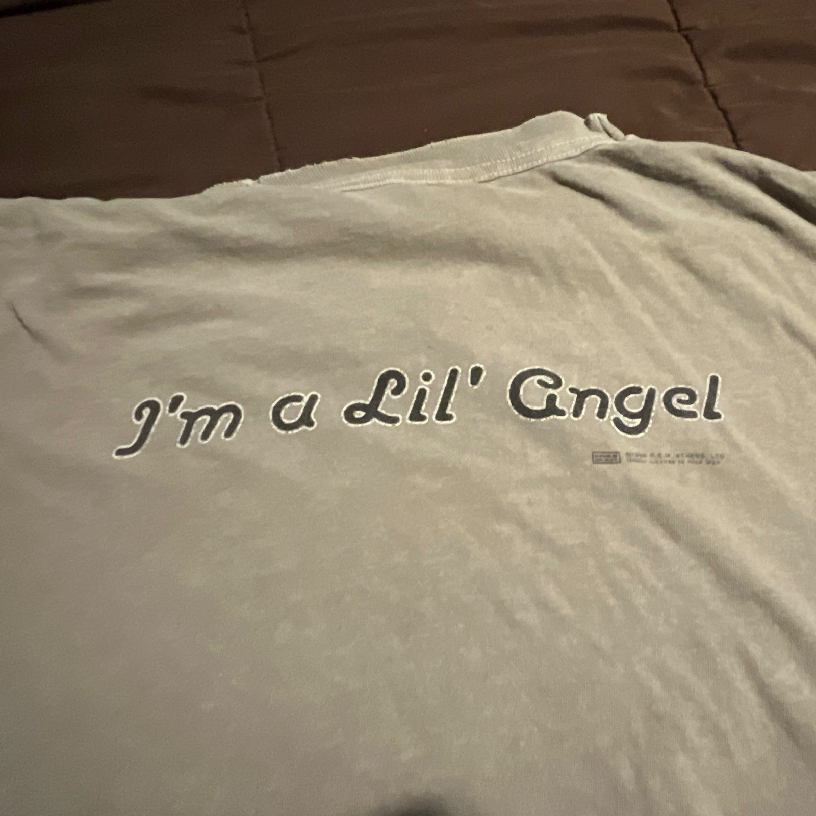 Vintage 1996 “I’m a Lil’ Angel” Gray Graphic Tee Men’s L Cotton Crew Neck
