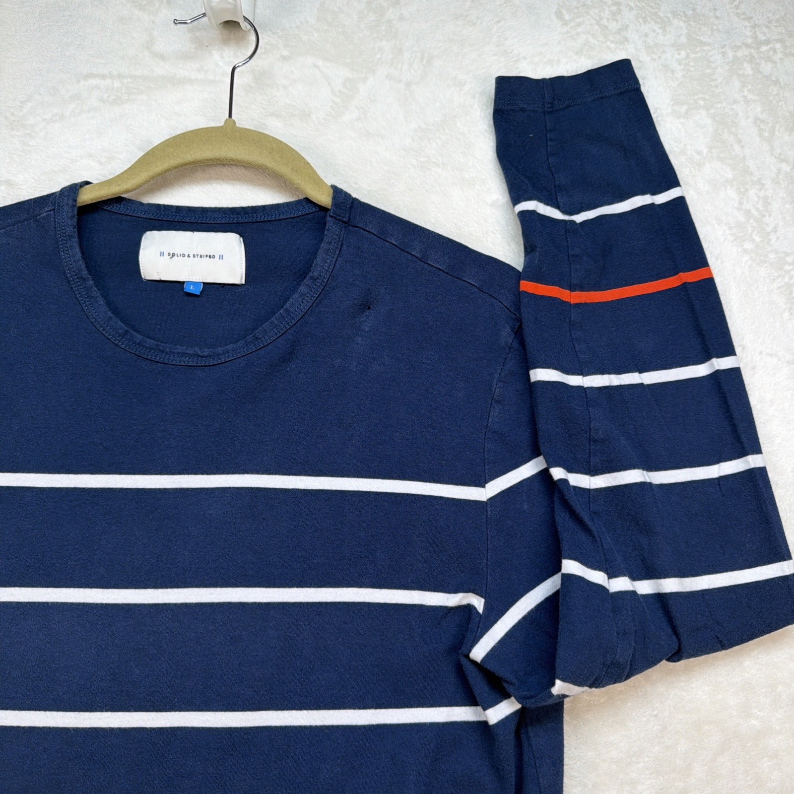 Solid & Striped Shirt Men’s Large Breton Stripe Long Sleeve Coastal Navy Tee