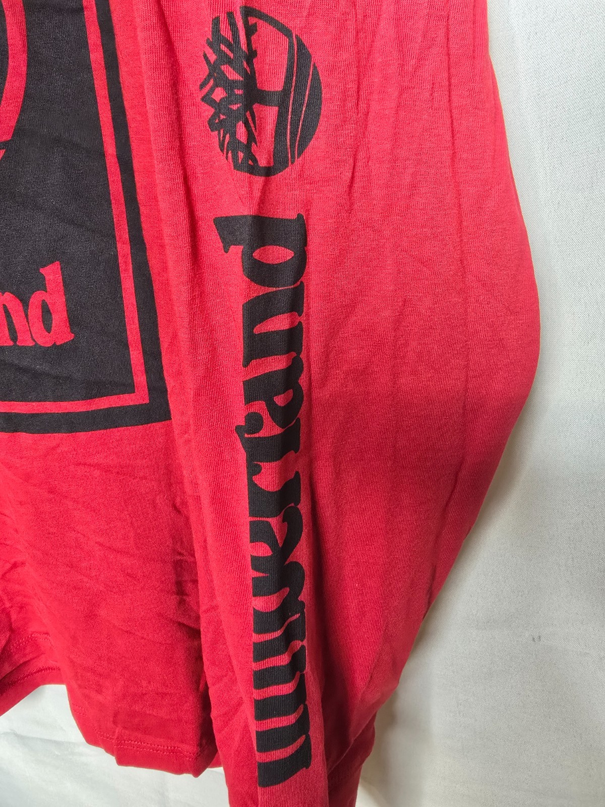 Timberland Mens Red Stack Graphic Logo Regular Fit Long Sleeve T-Shirt Size L