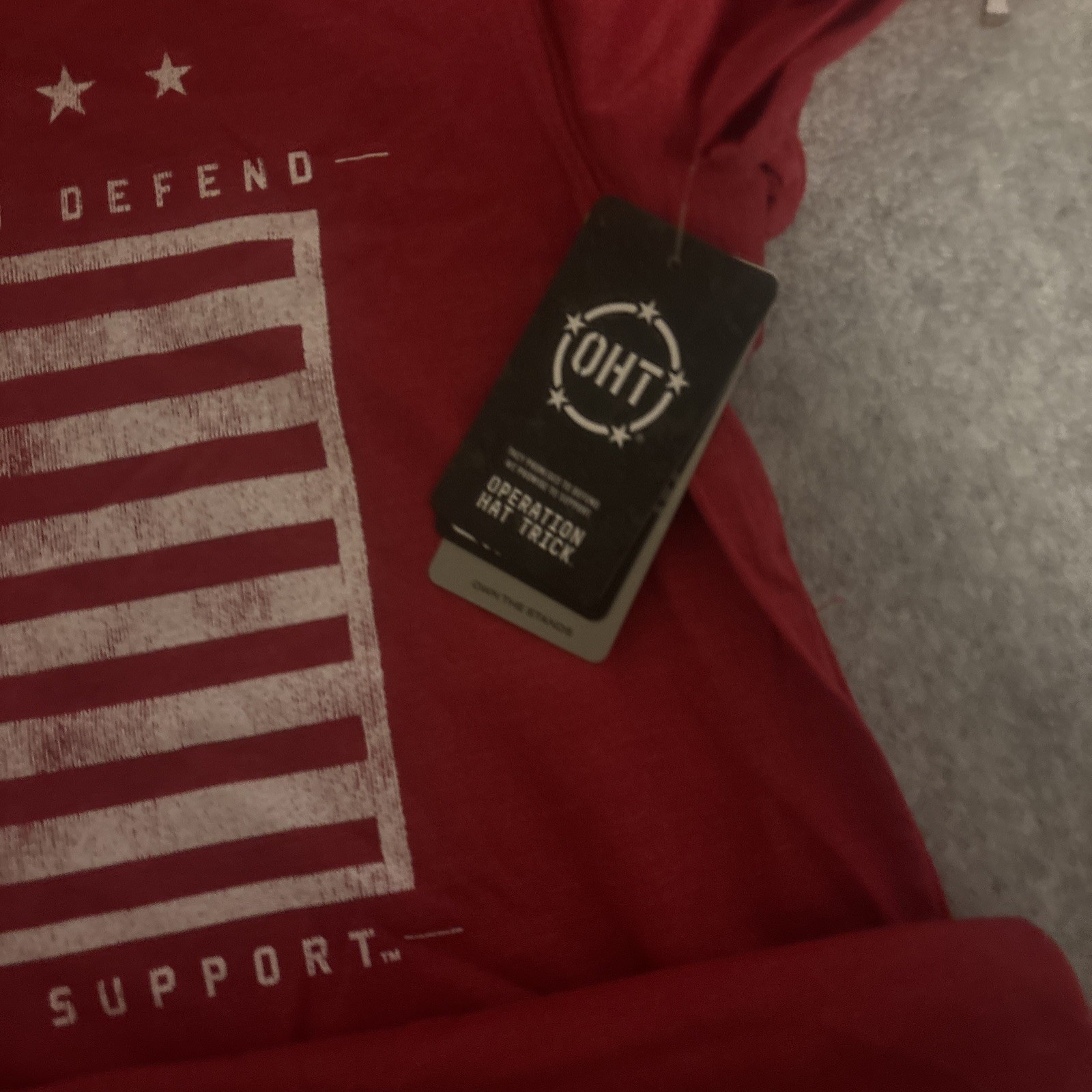 Men’s Colosseum Red OHT Military Appreciation Flag T-shirt Medium Defend/support