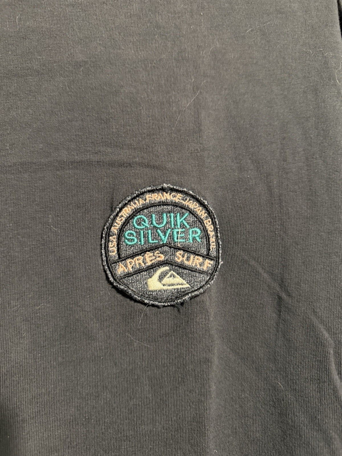 Quiksilver x Apres Surf Patterned Mock Neck T-Shirt Mens Large Black