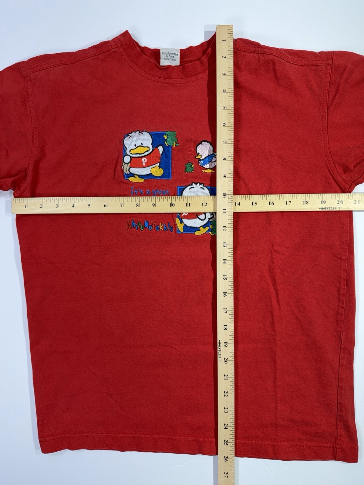 Ahiru No Pekkle Embroidered Duck T Shirt Red Japanese Kawaii Sanrio Tee
