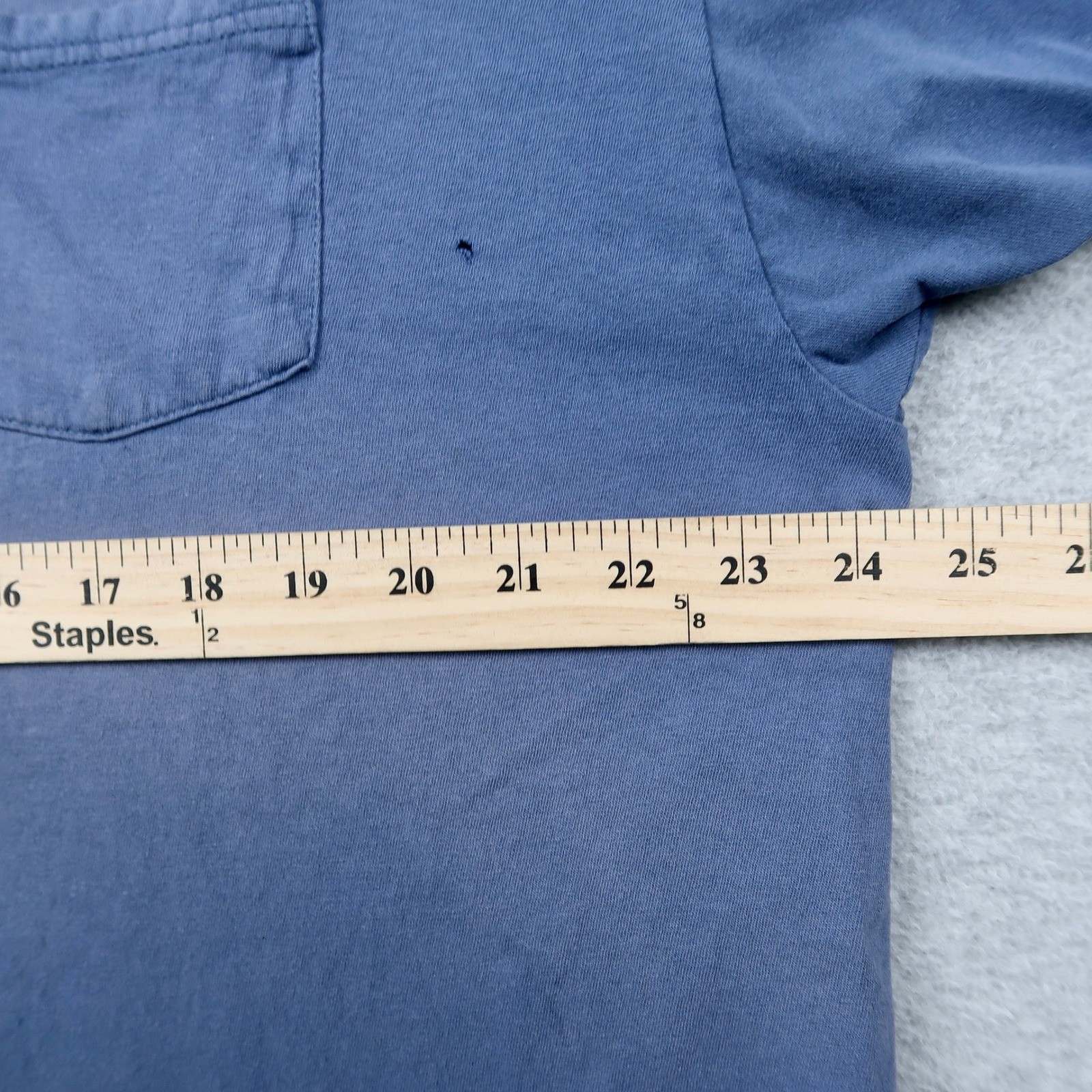Distressed Pocket T-Shirt Mens Faded Blue Short Sleeve Crewneck 2XL