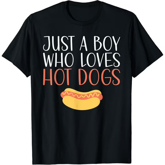 Just A Boy Who Loves Hot Dogs Black T-shirt