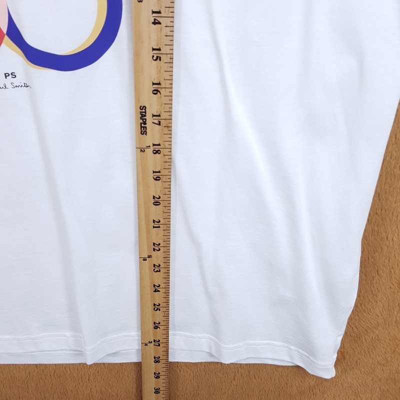 PAUL SMITH Shirt Mens XXL White Pullover Crew Graphic Cyclist Bike Logo T-Shirt