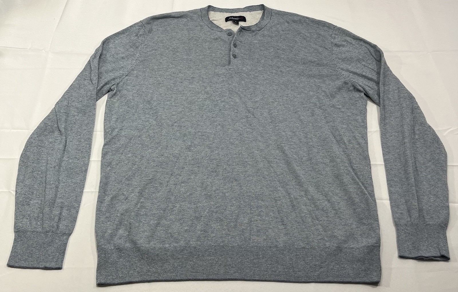 JOHNNIE-O Henley Shirt Mens XL Blue Pullover Cotton Nylon Silk Knit Preppy