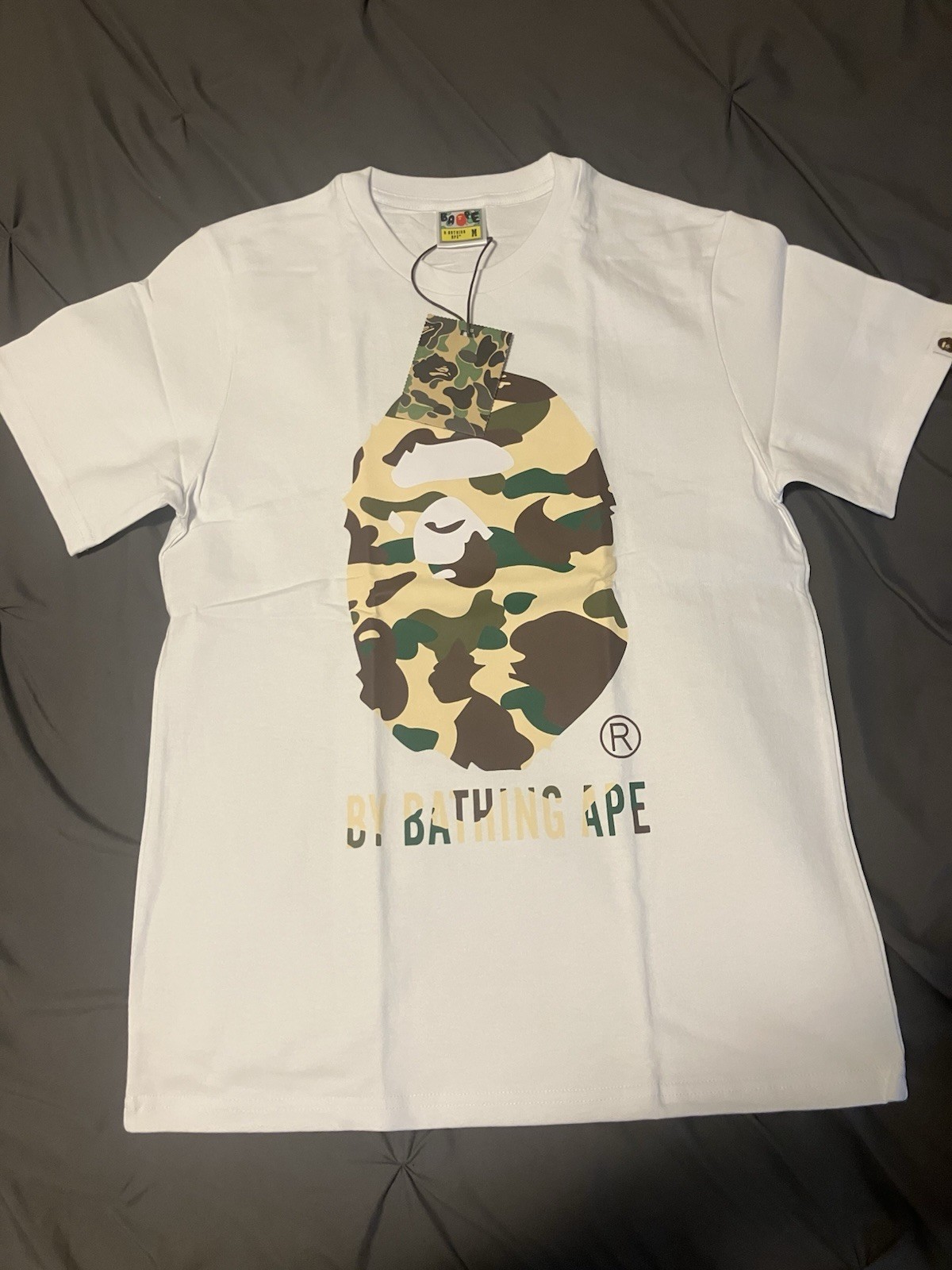 A Bathing Ape BAPE White Ape Head Graphic Logo Cotton Crew Neck Tee Men’s M