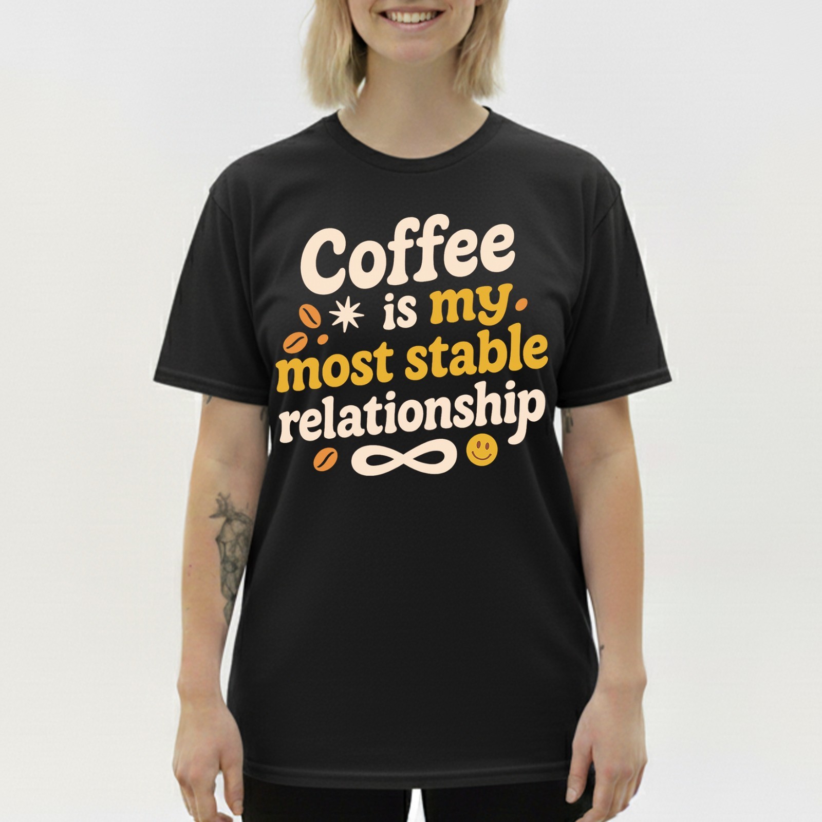 Coffee Most Stable Relationship T-Shirt Funny Coffee Lover Humor Tee S-5XL