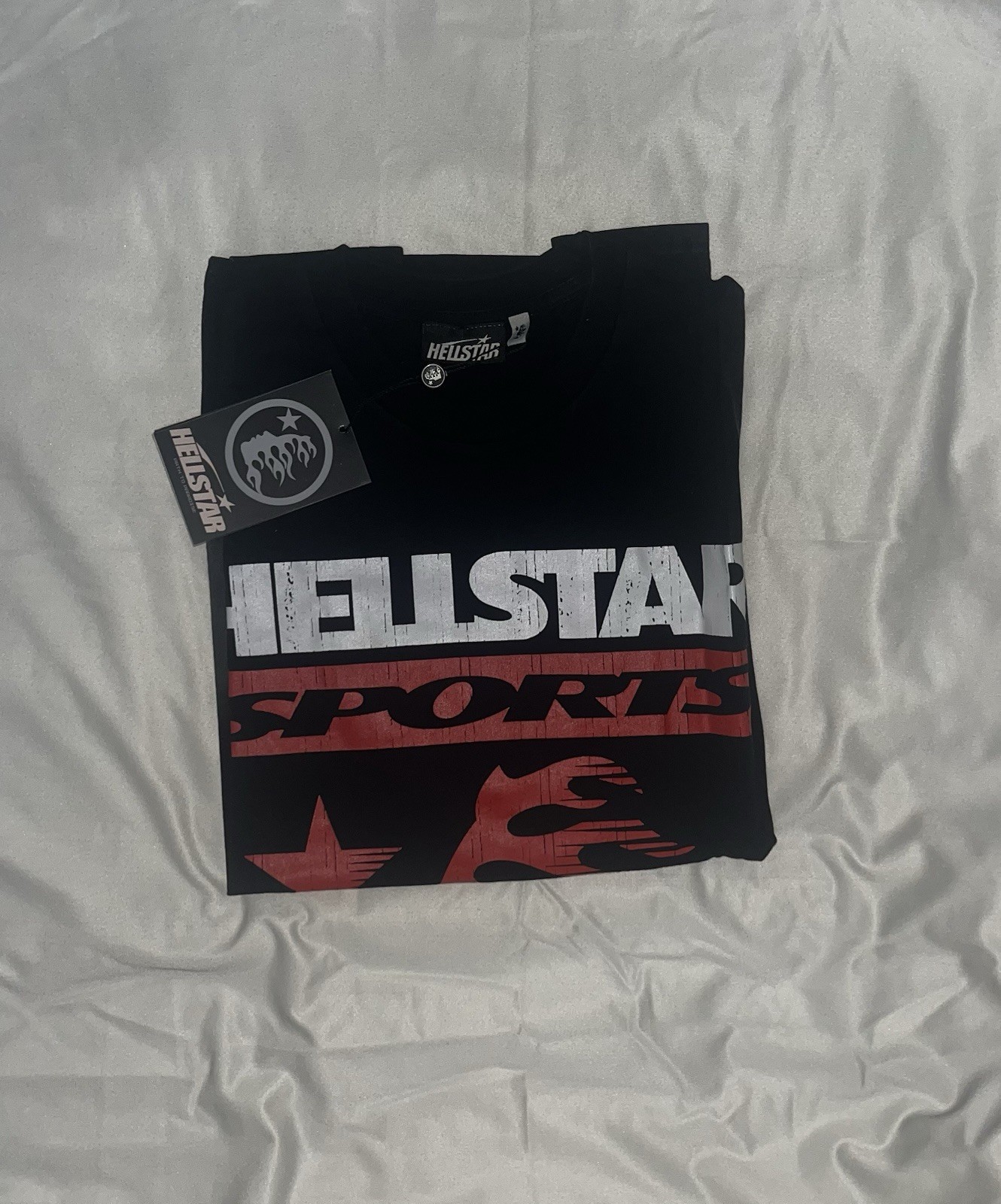 Official Hellstar Men’s L Black Graphic Print Crew Neck Short Sleeve Cotton