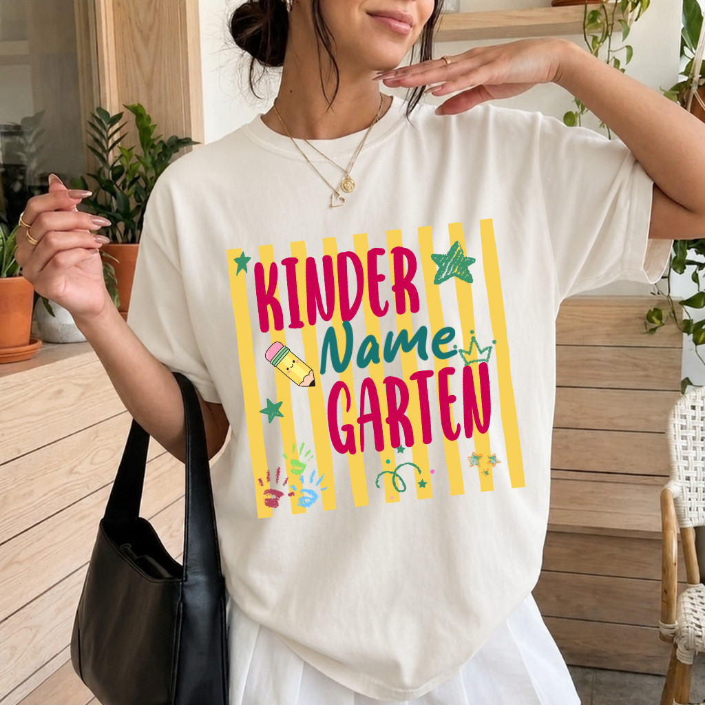 Personalized Kindergarten Shirt Custom Name Back To School Boys Girls Unisex Tee