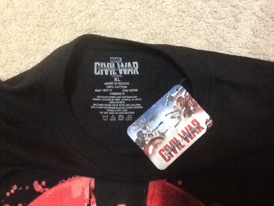 Captain America NEW T-SHIRT Men’s XL Size EXTRA LARGE Avenger’s Civil War Marvel