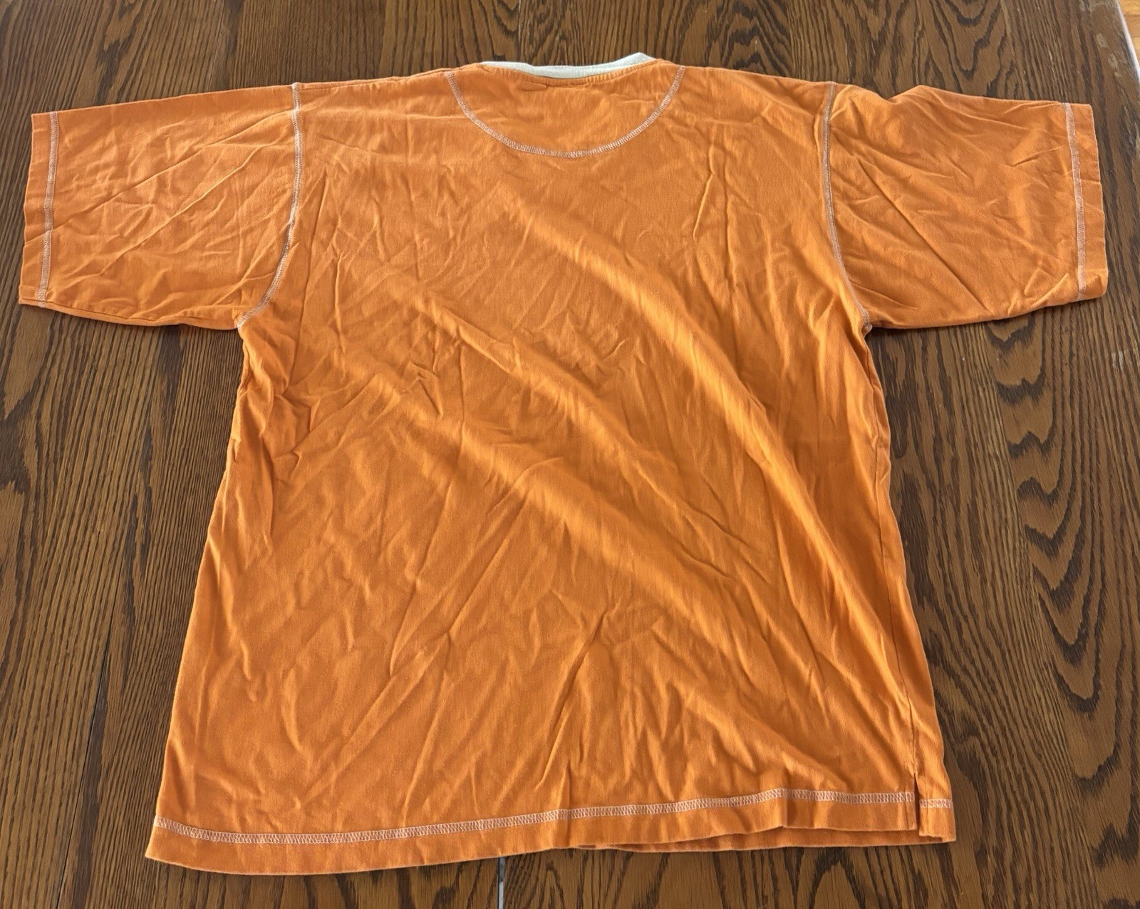 Shah Safari Embroidered Men Size M Vintage Orange V-Neck Shirt Grunge Y2K