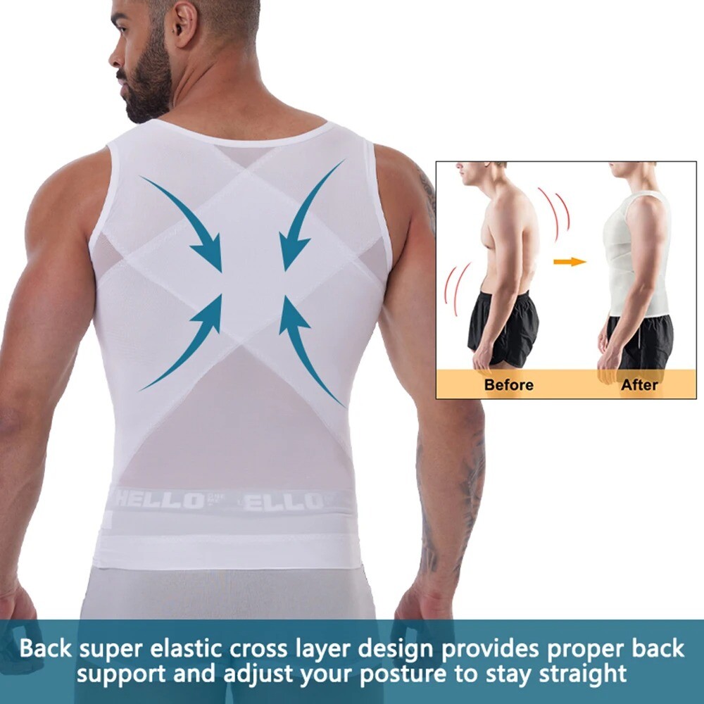 Men Slimming Body Shaper Tank Top Abdomen Gynomastica Compression Vest Shirt