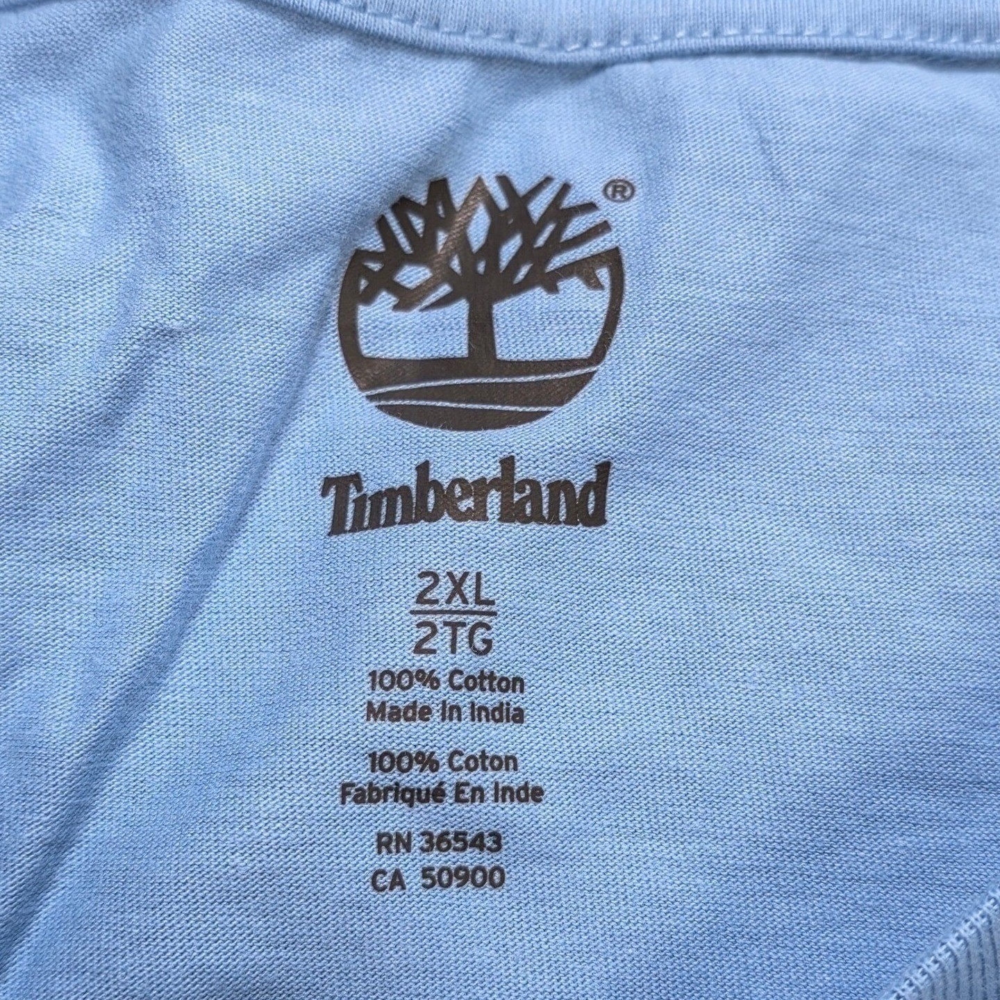 Timberland Tent Logo T-Shirt Men’s Size 2XL Light Blue Back Graphic Outdoors NEW