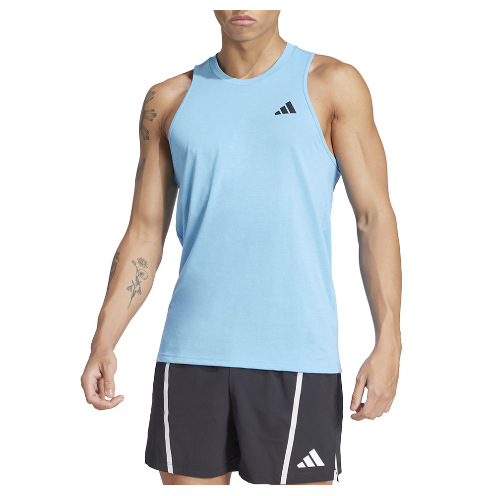 adidas Train Essentials Crew Neck Athletic Tank Top Mens Blue Casual Tops JC5372