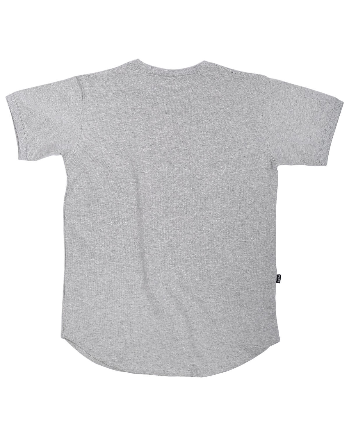 Mens Cotton Crew Neck Athletic Short Sleeve Curved Hem Plain Grey T-Shirt