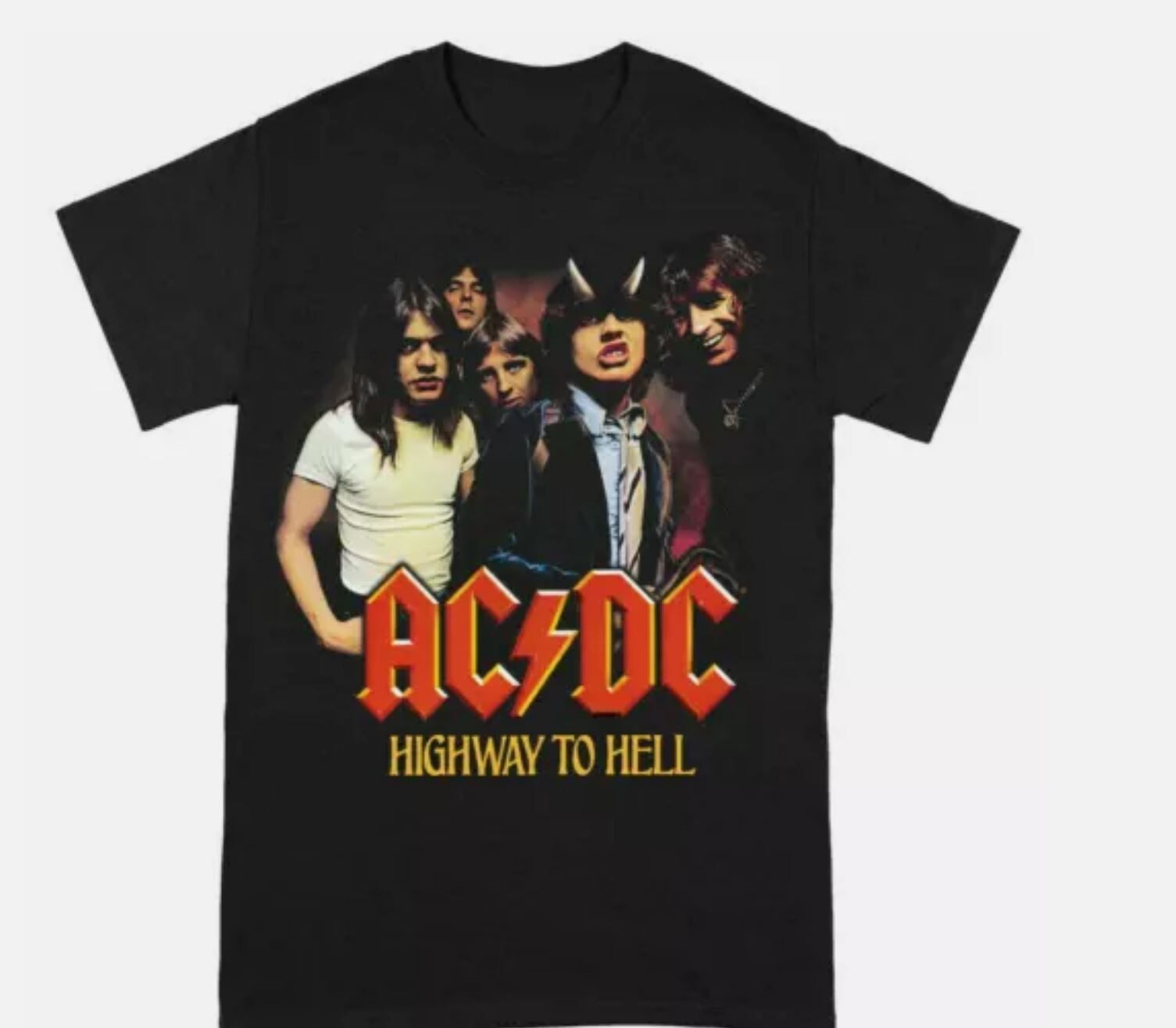 New AC DC Highway To Hell Men T-shirt Black Cotton Tee S-5XL