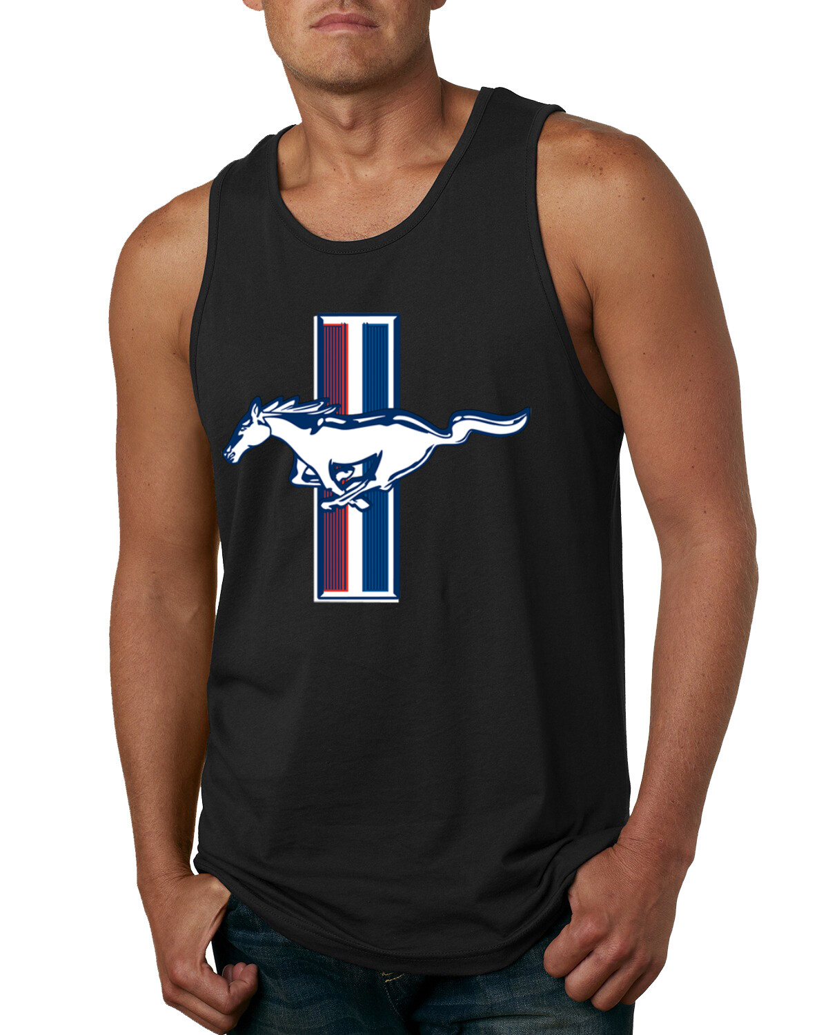 Ford Mustang Retro USA Vintage Logo Classic Bar Cars and Trucks Men Tank Top