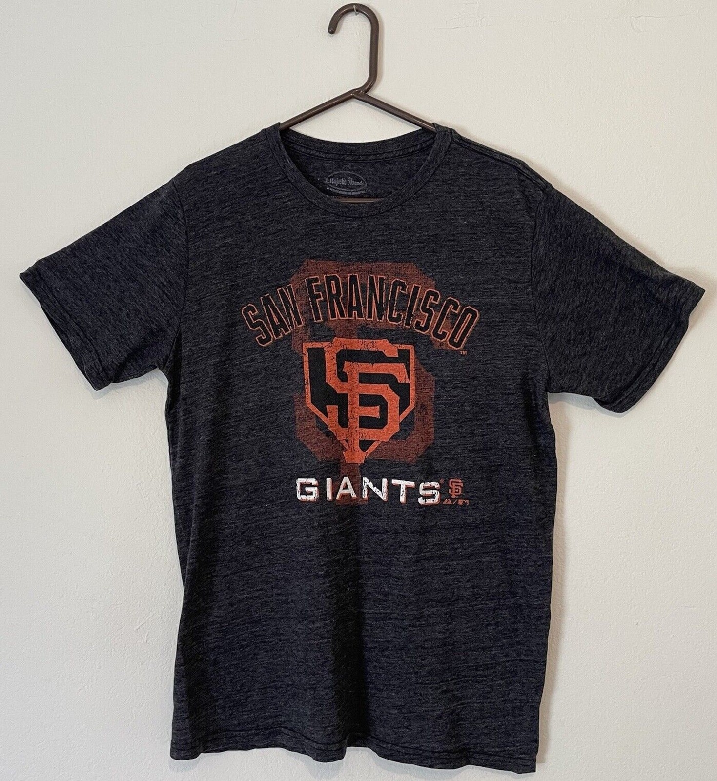 Majestic MLB San Francisco Giants Shirt 2XL Mens Plus Gray Orange Heather Grey