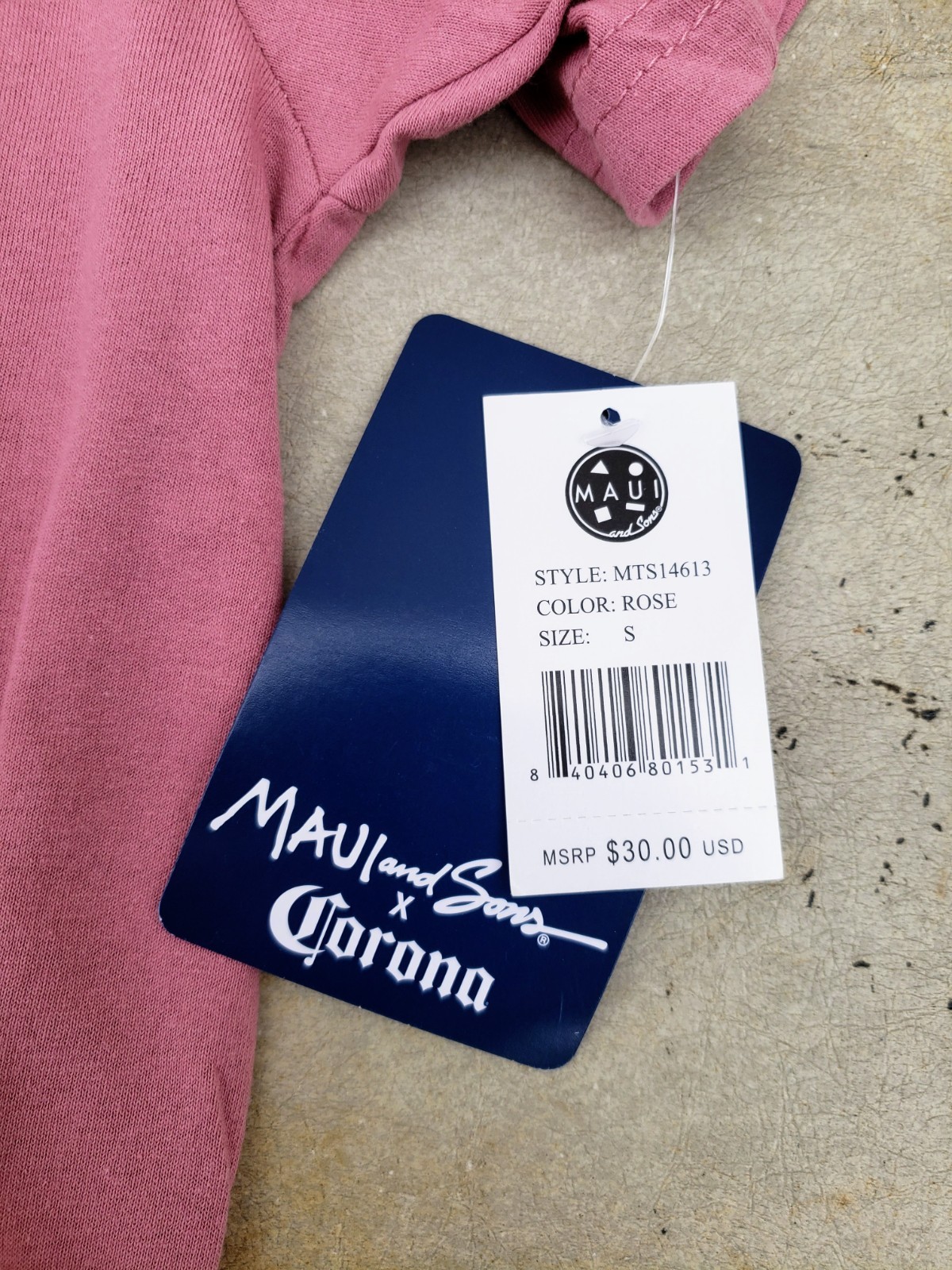 Maui & Sons x Corona beer collab rose pink tee shirt NWT size small