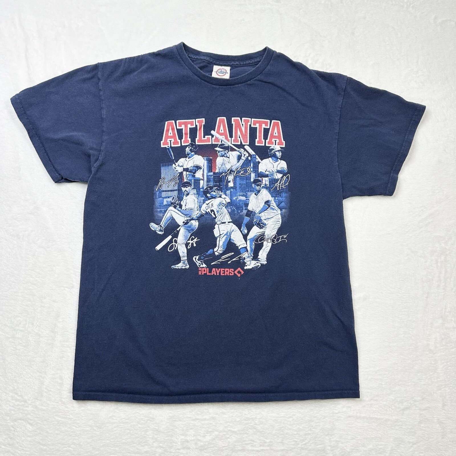 Atlanta Baseball Shirt Mens Large Blue MLB Players Graphic Tee Sports Delta Pro