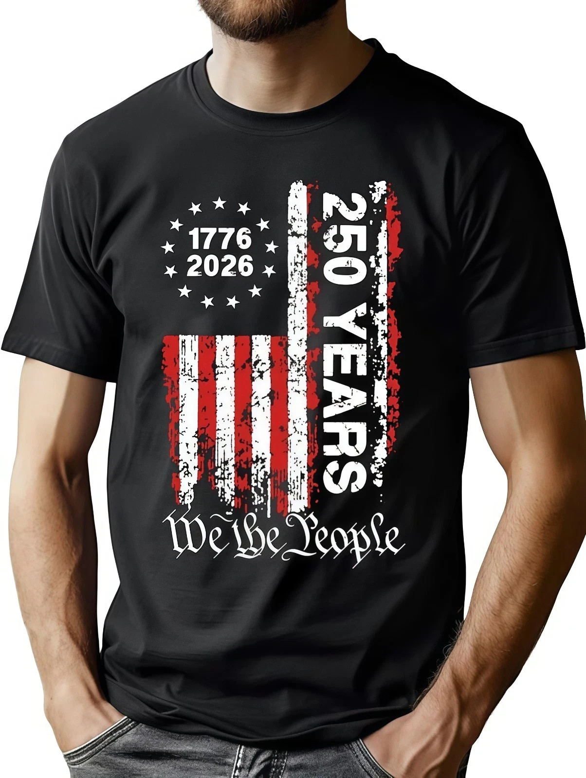 250th Anniversary USA T Shirt For Men American Flag 4th Of July Patriotic Tee