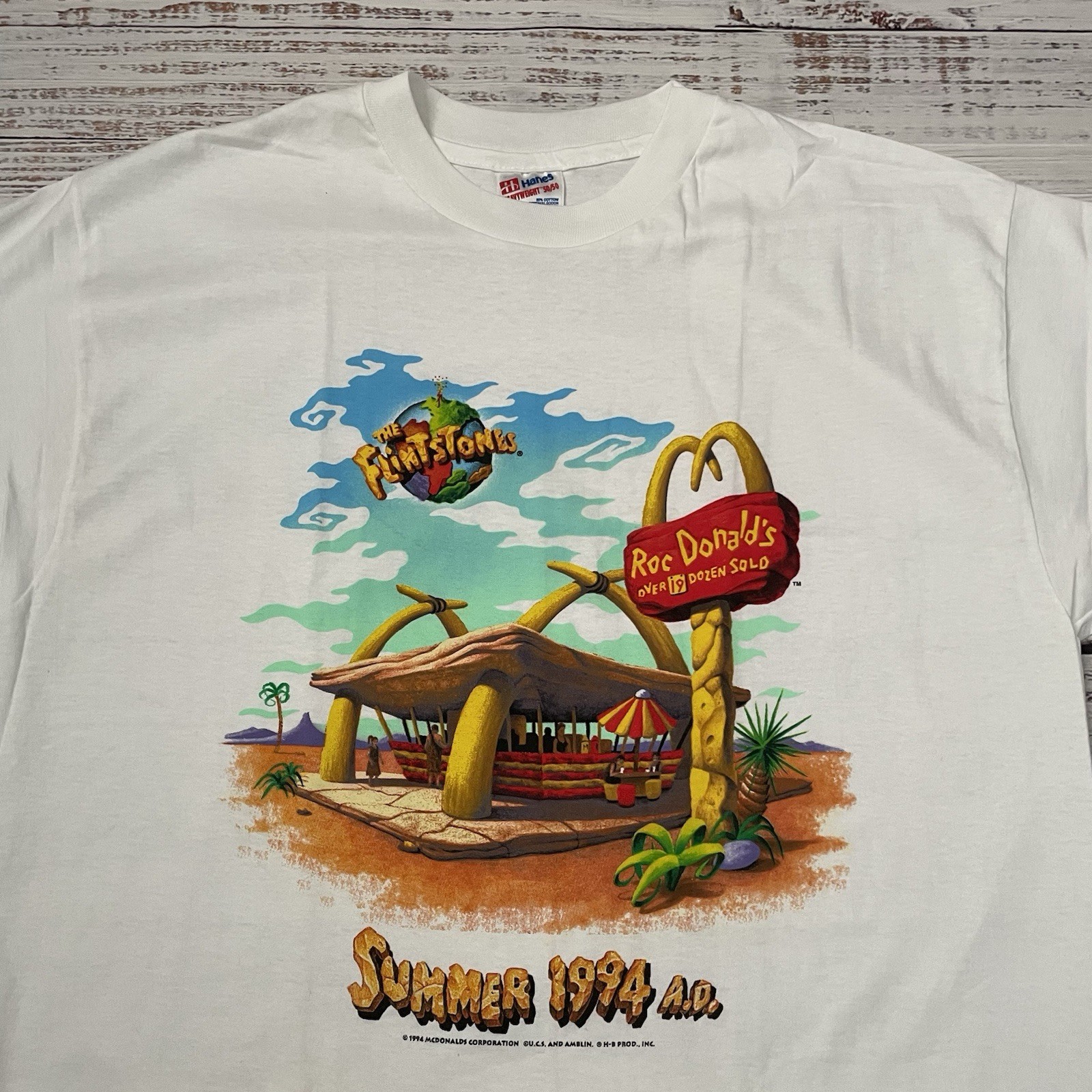 Vintage McDonald’s Flintstones 1994 T-Shirt Rockdonald’s Single Stitch Adult XL