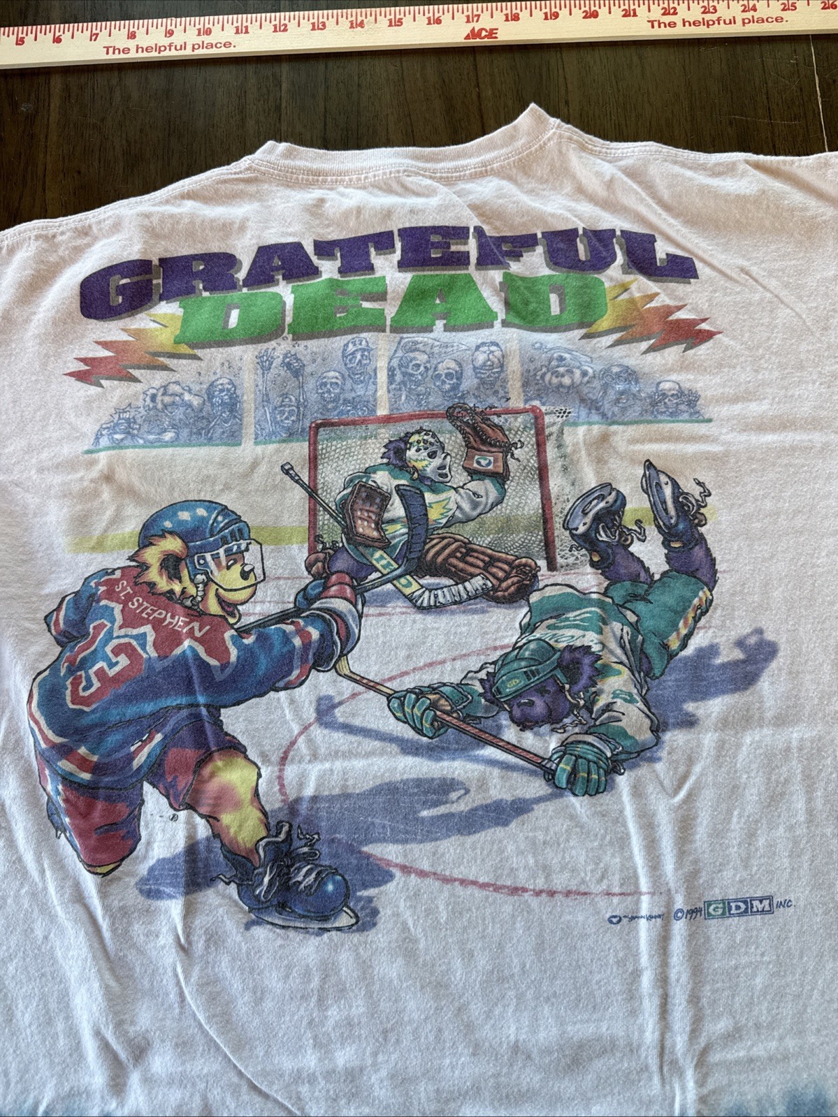 Vintage Grateful Dead Liquid Blue Hockey Tie Dye T Shirt 1994 XXL. 2XL Faceoff